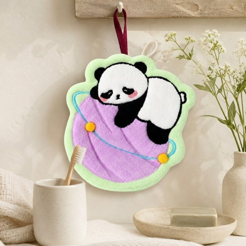 CouldNook Cartoon Coral Fleece Hand Towel‑Hanging Absorbent Cloth