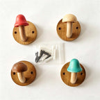 CouldNook Wood Mushroom Wall Hook - Adhesive Screw Options