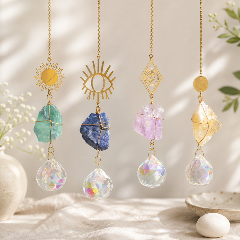 CouldNook Stone Crystal Suncatcher Ornament - Celestial Metal Frames