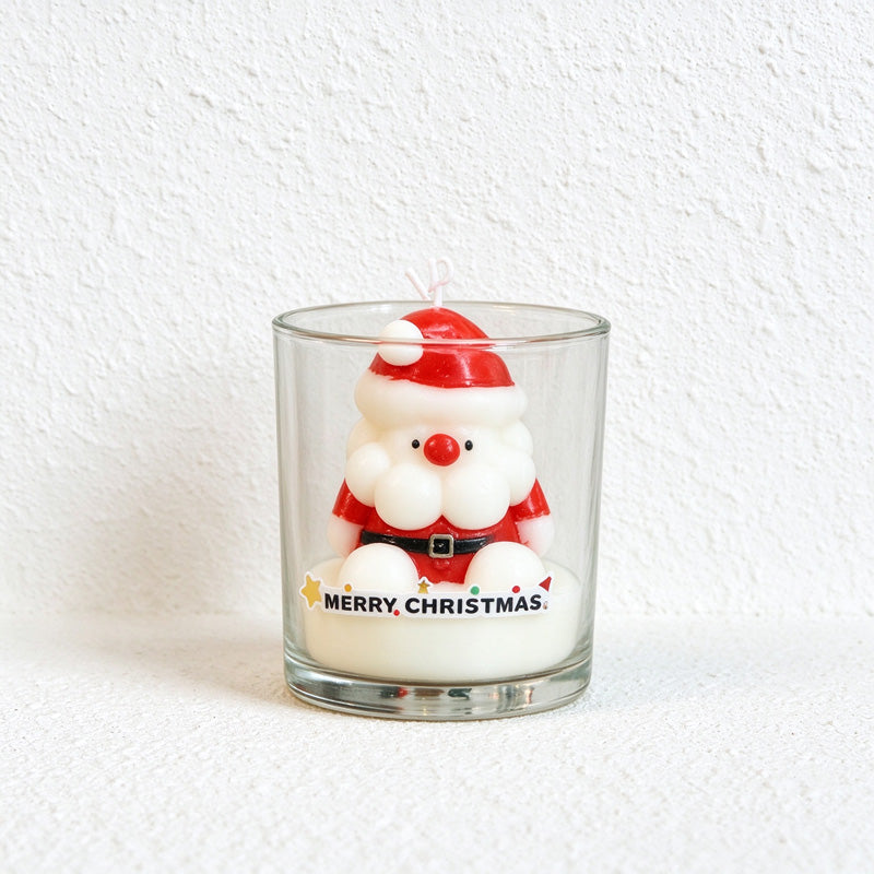 Christmas Scented Candles with Sculpted Figures in Glass