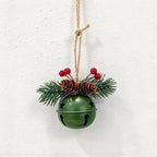 CouldNook Christmas Bell Ornament - Checkered Bows and Greenery Accents