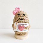 CouldNook Yarn Potato Doll Ornament - Wooden Display Base
