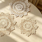 CouldNook Round Crocheted Lace Placemat - White Cream Sizes