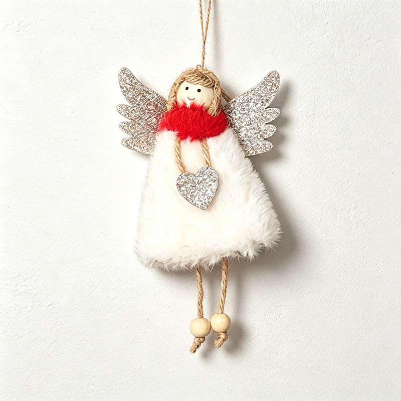 CouldNook Christmas Angel Hanging Ornament - Shimmering Wings and Textured Dress