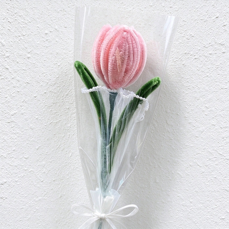 Artificial Tulip Stem with Sheer Gift Wrap