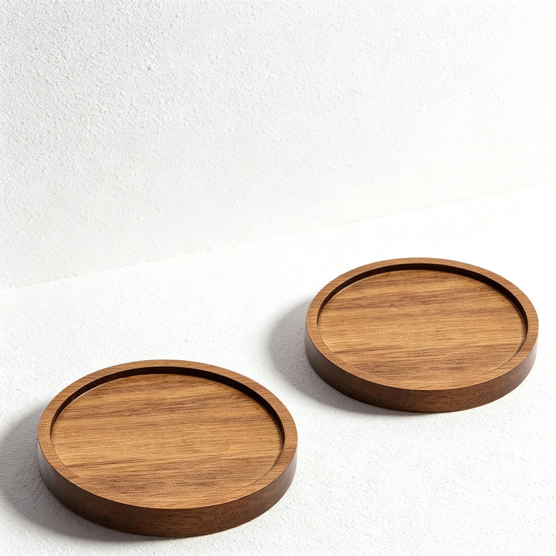 CouldNook Wooden Coaster Holder Set - Six Round Pieces