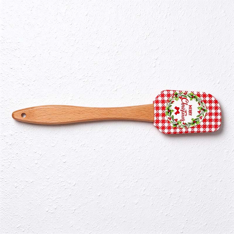 CouldNook Christmas Silicone Spatula - Printed Head and Beech Handle