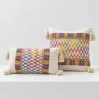 CouldNook Tasseled Cushion Cover - Woven Patterns And Four Corner Tassels