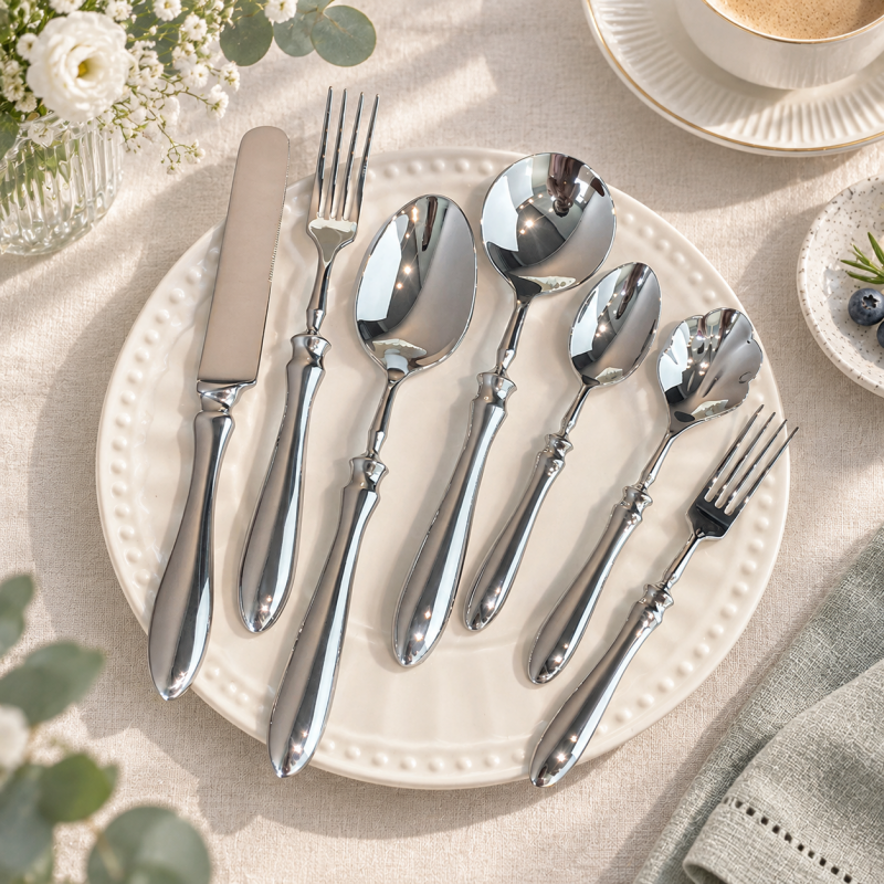 CouldNook Ornate Handle Flatware - Twisted Polished Collection Accent