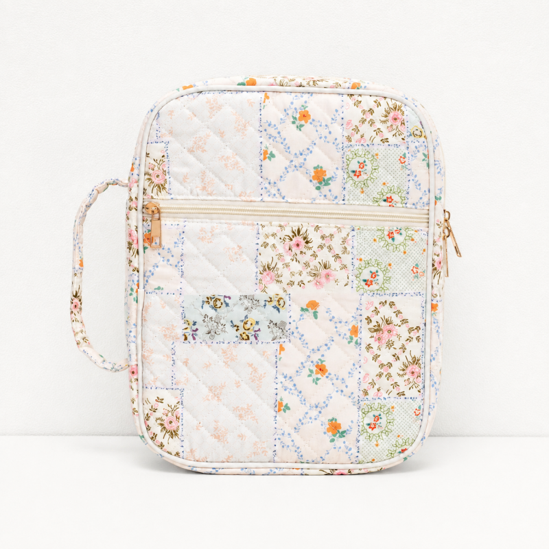 CouldNook Quilted Cotton Book Storage Bag‑Portable Travel Prayer Book Protector Pouch