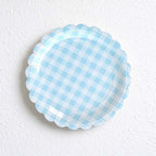 CouldNook Scalloped Paper Plates - Gingham Checks Or Colored Borders
