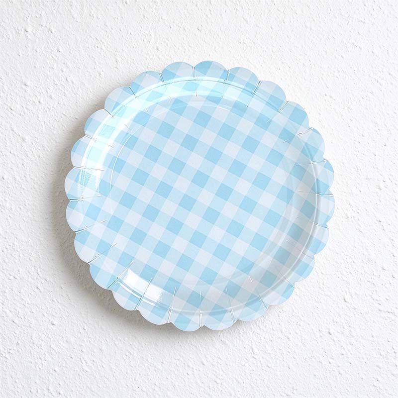 CouldNook Scalloped Paper Plates - Gingham Checks Or Colored Borders