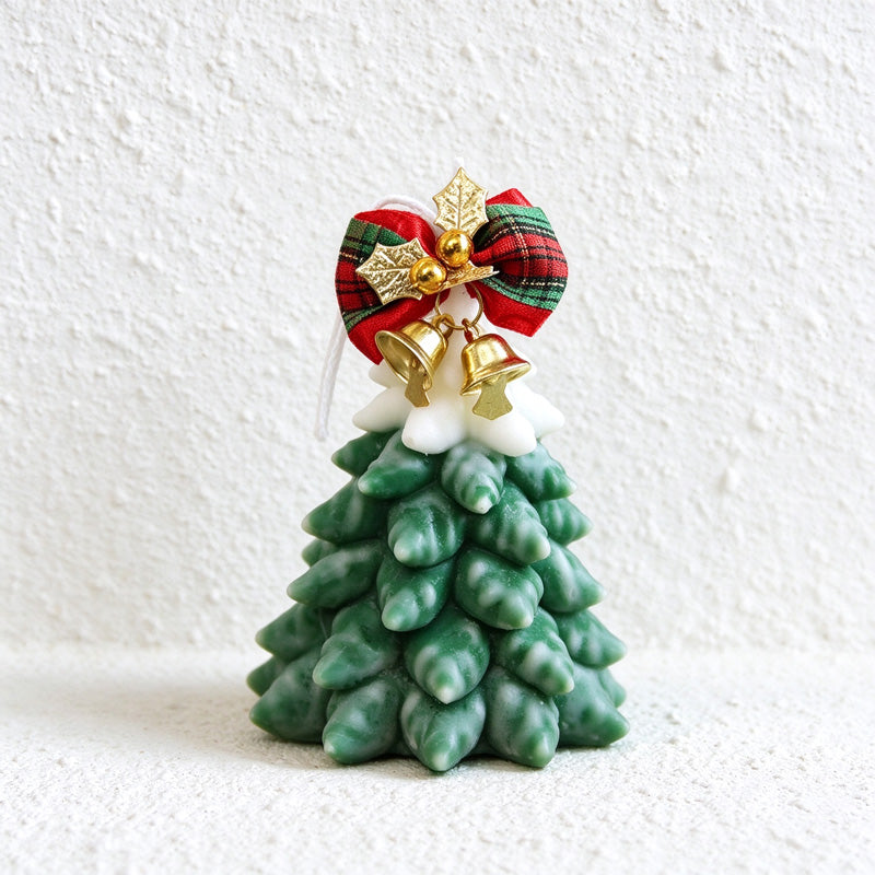 Christmas Fir Scented Tree Candles with Snowy Details
