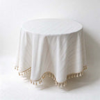 CouldNook Tassel Tablecloth - Floral Prints and Subtle Striped Pattern Options