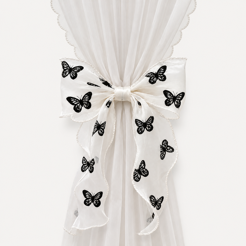 CouldNook Printed Pattern Bow Curtain Tieback 2PCS Set - Window Styling Accent