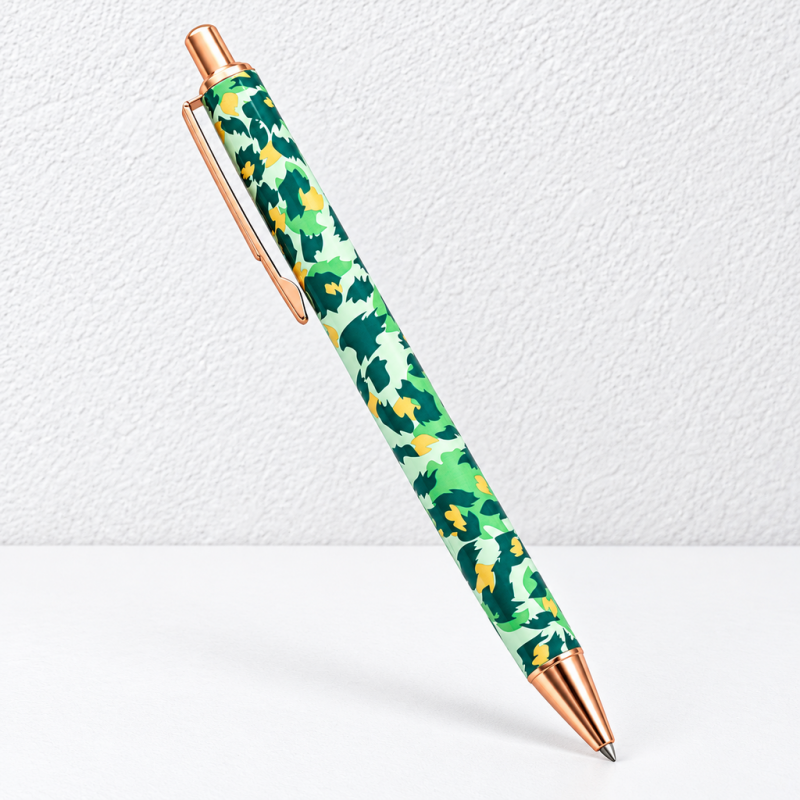 CouldNook Leopard Print Ballpoint Pen - Metal Barrel and Rose-Toned Trim