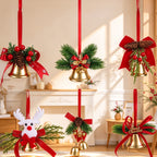 CouldNook Christmas Bell Ornament - Ribbon Bows and Seasonal Sprigs