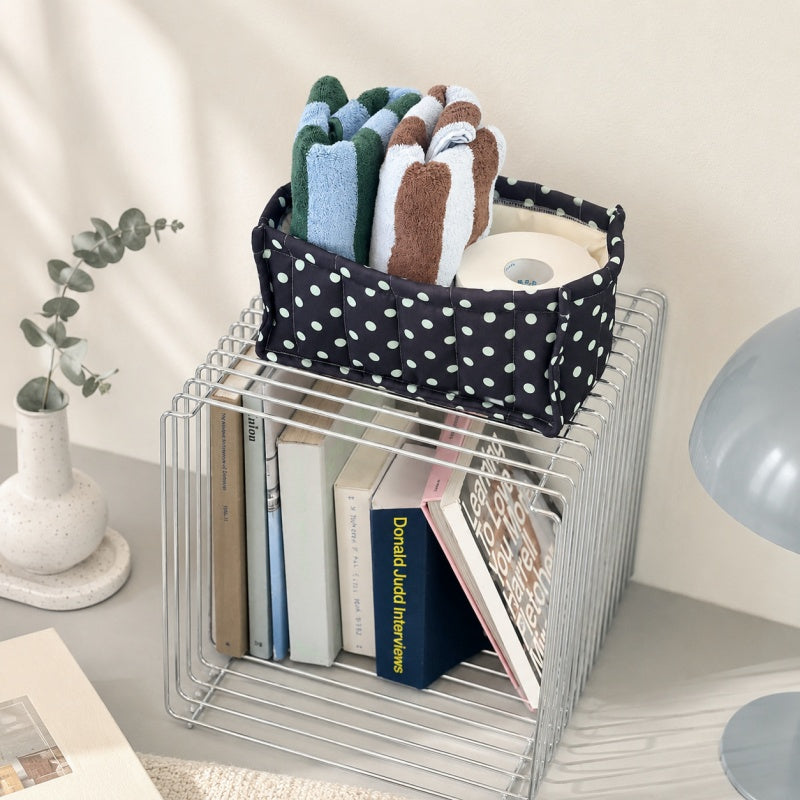 CouldNook Polka Dot Quilted Fabric Storage Basket - Open Top