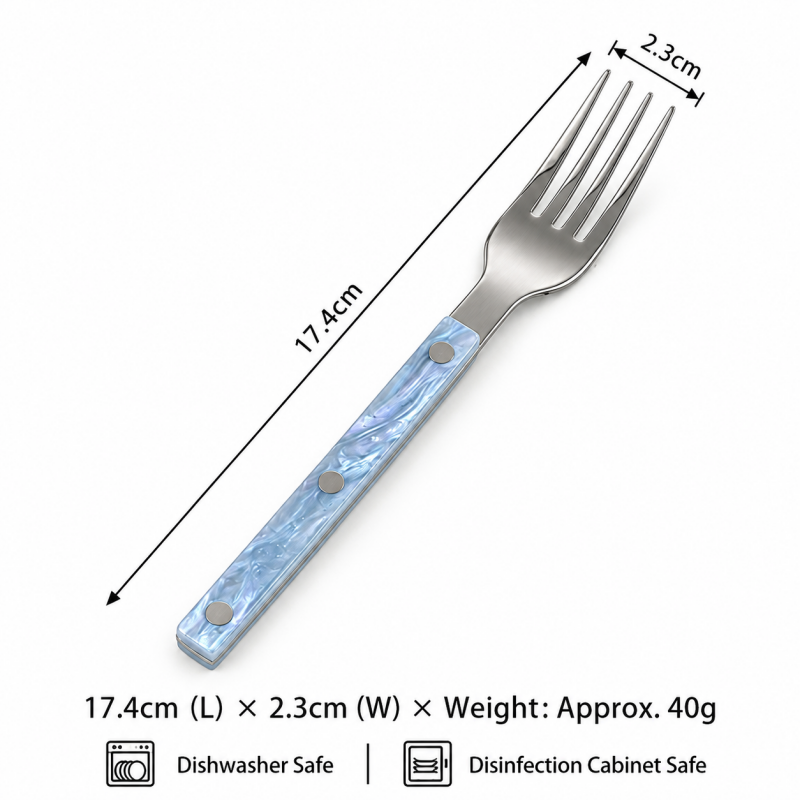 Marbled Handle Flatware - Straight Grips and Round Rivets
