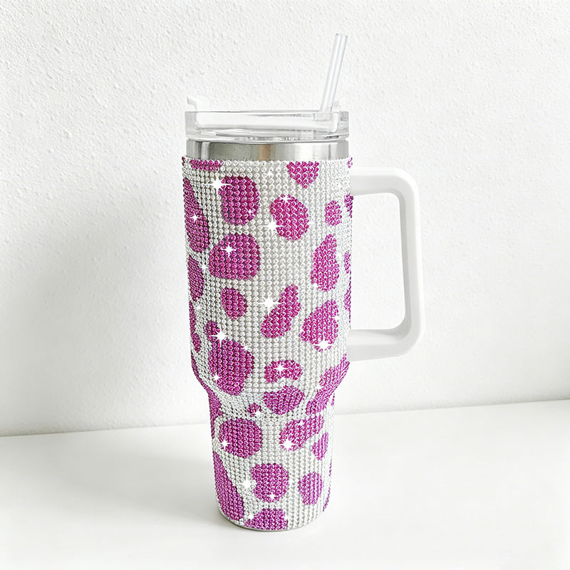 CouldNook 40oz Rhinestone Tumbler-Stainless Steel Vacuum Insulated Ice Tumbler with Handle & Straw