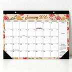 English 2026-2027 Wall Calendar - Floral Art Monthly Planner