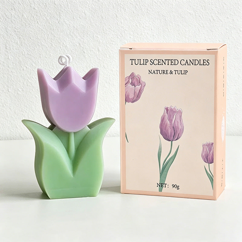 CouldNook 3D Tulip Flower Scented Candle - Pastel Spring Aesthetic Decor