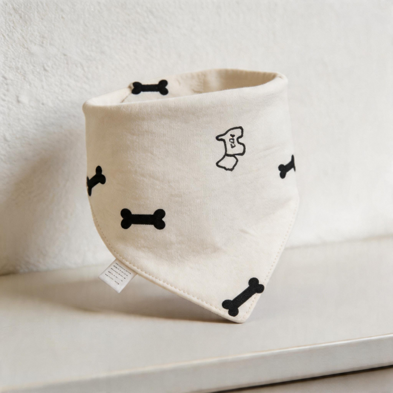 CouldNook Premium Cotton Baby Bandana Bibs - Typography Dog Soft Series (5-Pack)