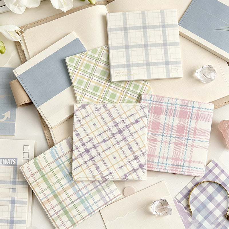 CouldNook Pastel Plaid Memo Pad - Aesthetic Non-Sticky Journaling Paper (200 Sheets)