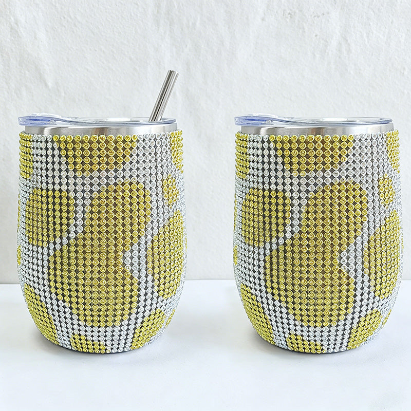 CouldNook 12oz Bling Rhinestone Stemless Wine Tumbler - Clear Lid & Straw (Exotic Animal Print Series)