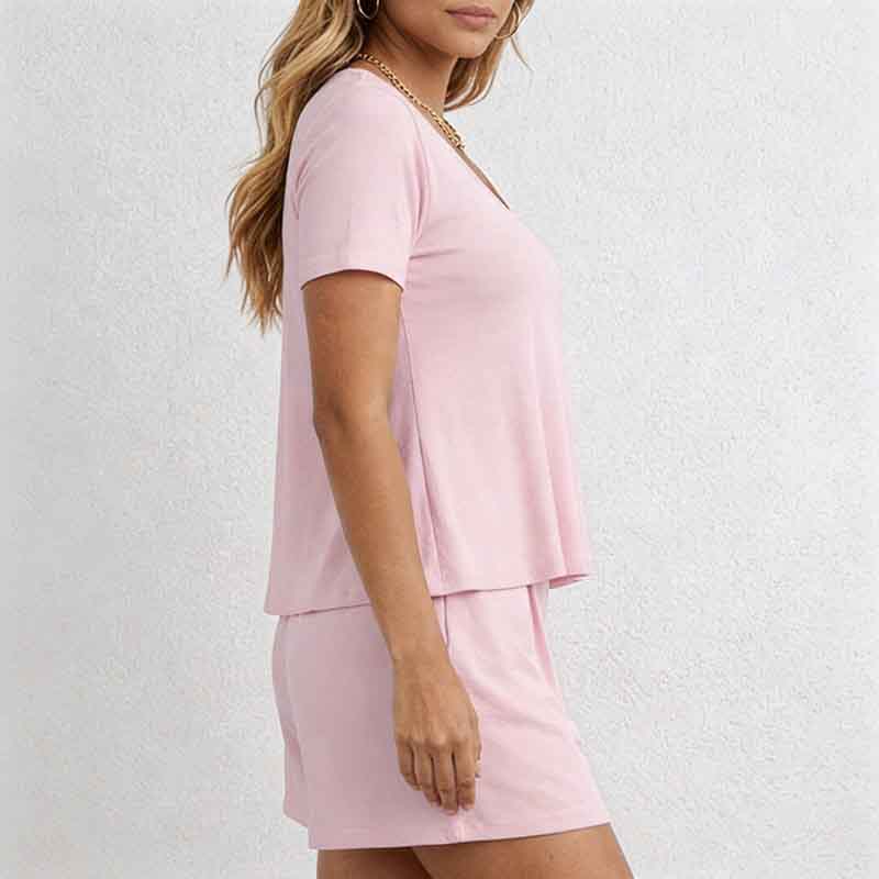 CouldNook Lounge Set 2 Piece-Casual Soft Short Sleeve Flowy Top & High Waist Shorts Pajama Set