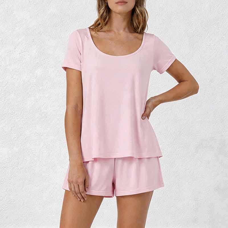CouldNook Lounge Set 2 Piece-Casual Soft Short Sleeve Flowy Top & High Waist Shorts Pajama Set