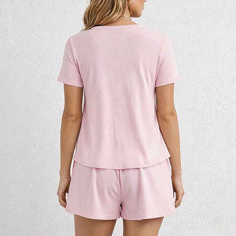 CouldNook Lounge Set 2 Piece-Casual Soft Short Sleeve Flowy Top & High Waist Shorts Pajama Set