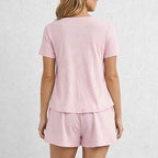 CouldNook Lounge Set 2 Piece-Casual Soft Short Sleeve Flowy Top & High Waist Shorts Pajama Set