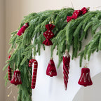 CouldNook Flocked Christmas Ornament Set - Glitter Details and Hanging Loops