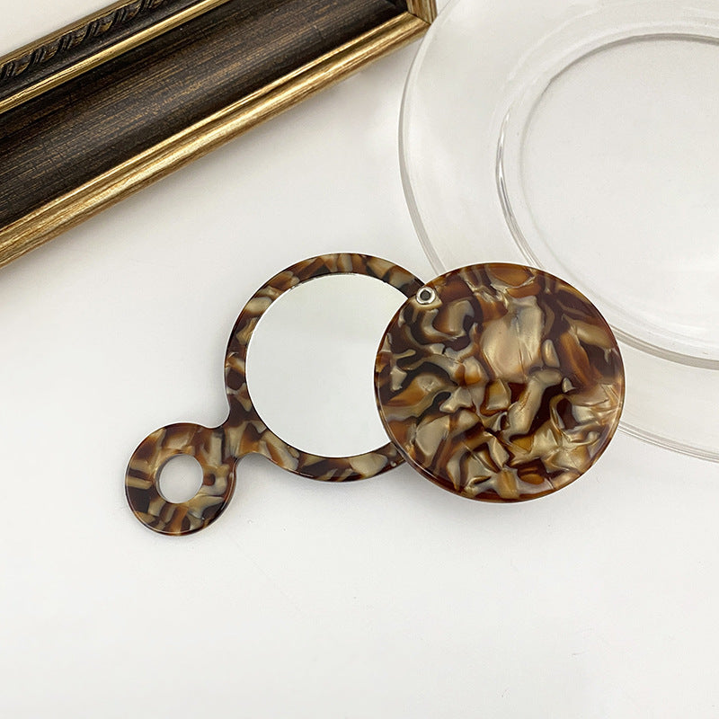 CouldNook Round Hand Mirror - Swivel Cover And Short Loop Handle
