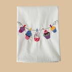CouldNook Embroidered Cotton Napkin - Colorful Kitchen Motifs On White