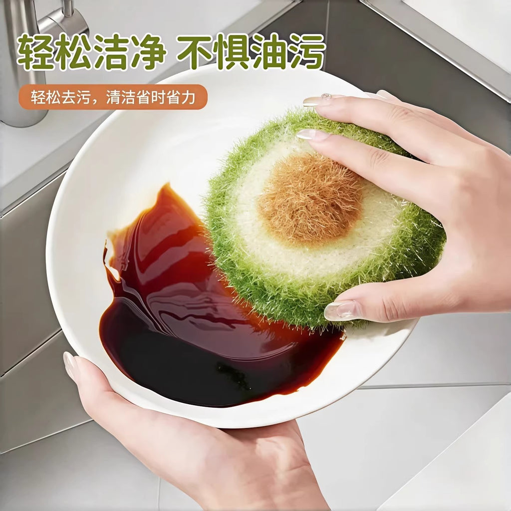 CouldNook Avocado Dish Sponge - Shaggy Green Surface And Raised Brown Pit