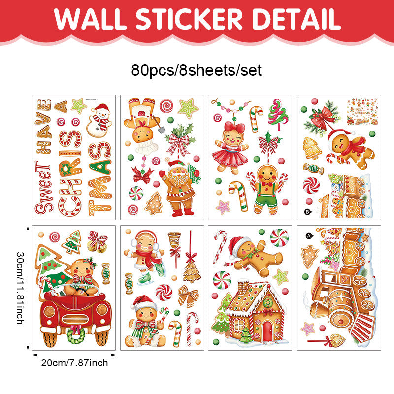 CouldNook Gingerbread Window Cling Set - Candy Motifs and Christmas Lettering