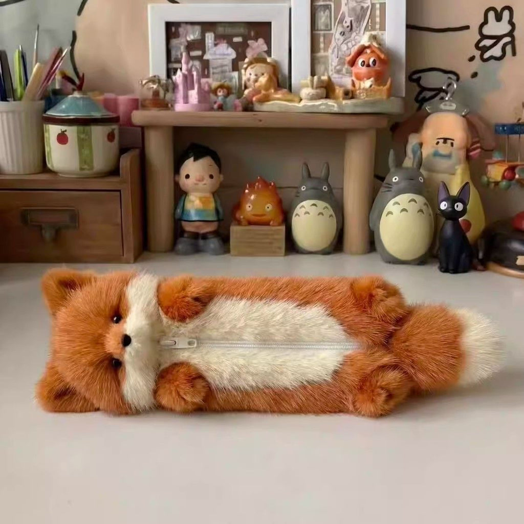 CouldNook Fox Pencil Pouch - Plush Body And Front Zip Opening