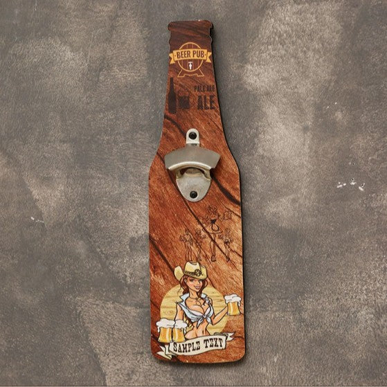 CouldNook Wall Mounted Bottle Opener - Bottle Silhouette And Printed Backing