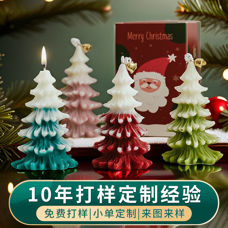 CouldNook Christmas Tree Candle - Layered Branches and Snowy White Tips