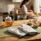 CouldNook Printed Oven Mitt - Floral Patterns And Bound Hanging Loop