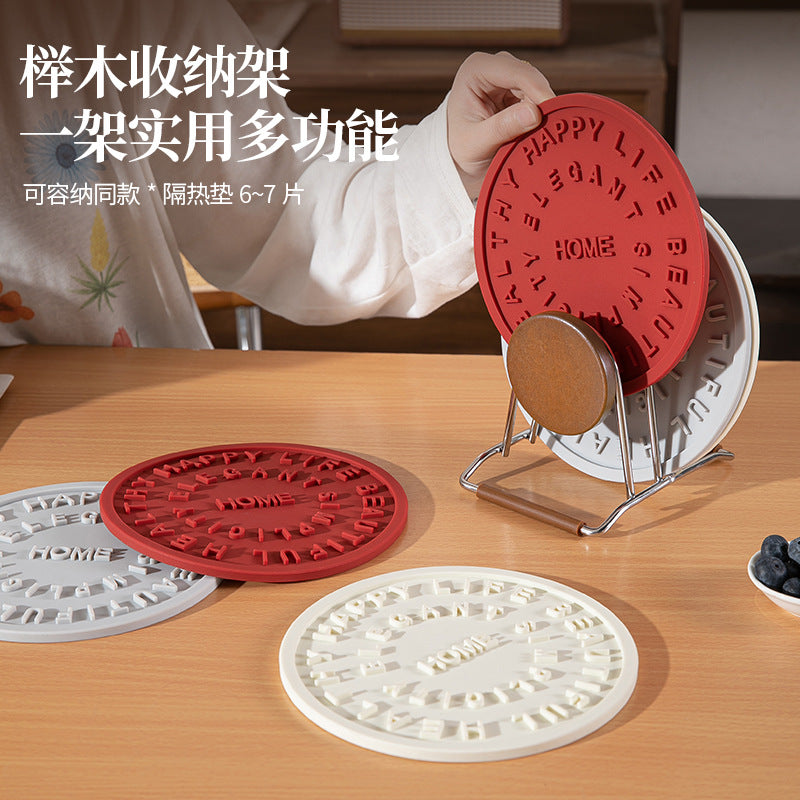CouldNook Lettered Silicone Trivet - Raised Words And Round Tabletop Shape
