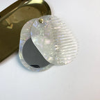 CouldNook Oval Mirror Comb - Patterned Acetate and Gold-tone Swivel Pivot