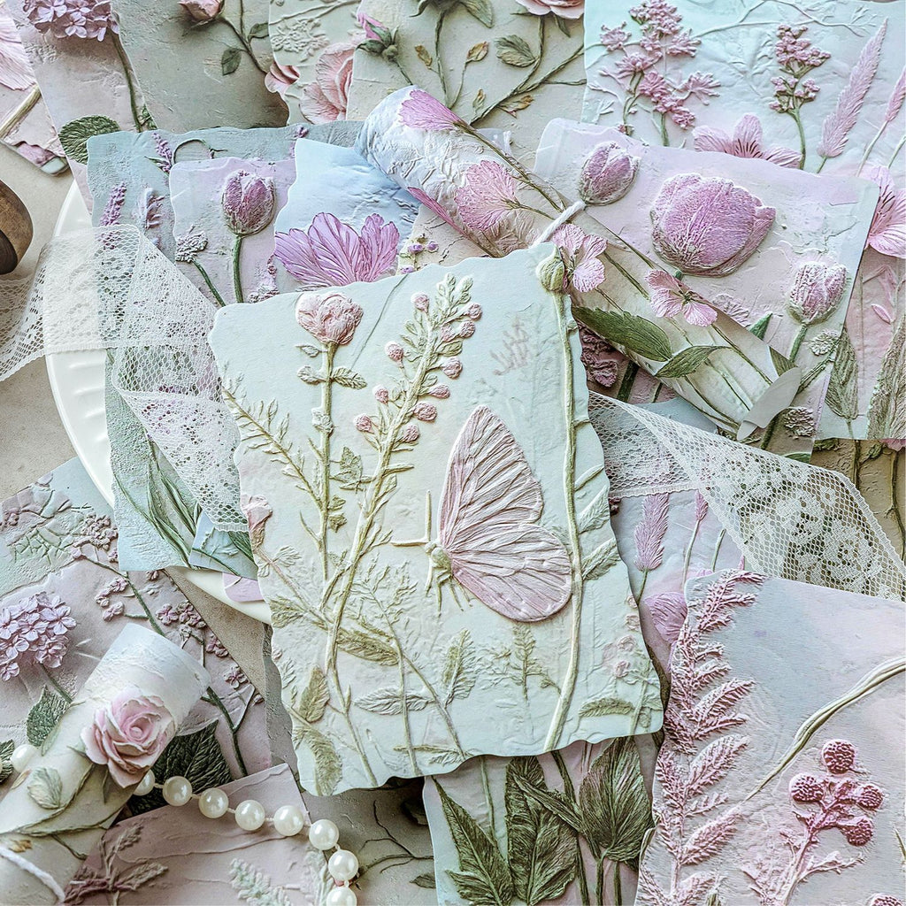 CouldNook Botanical Collage Paper - Embossed Details And Coordinated Floral Prints