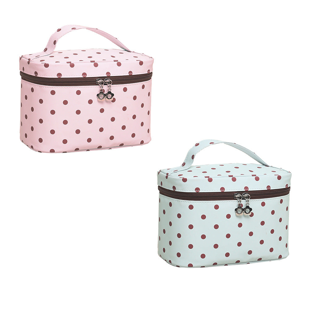 CouldNook Polka Dot Cosmetic Case - Top Handle And Interior Brush Storage