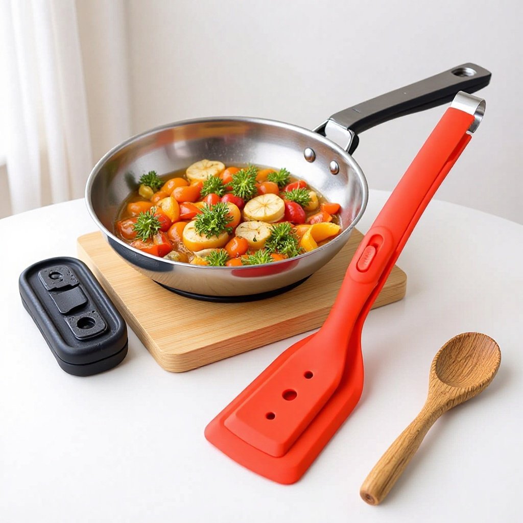 CouldNook Spatula Tongs - Broad Slotted Heads and Sliding Lock