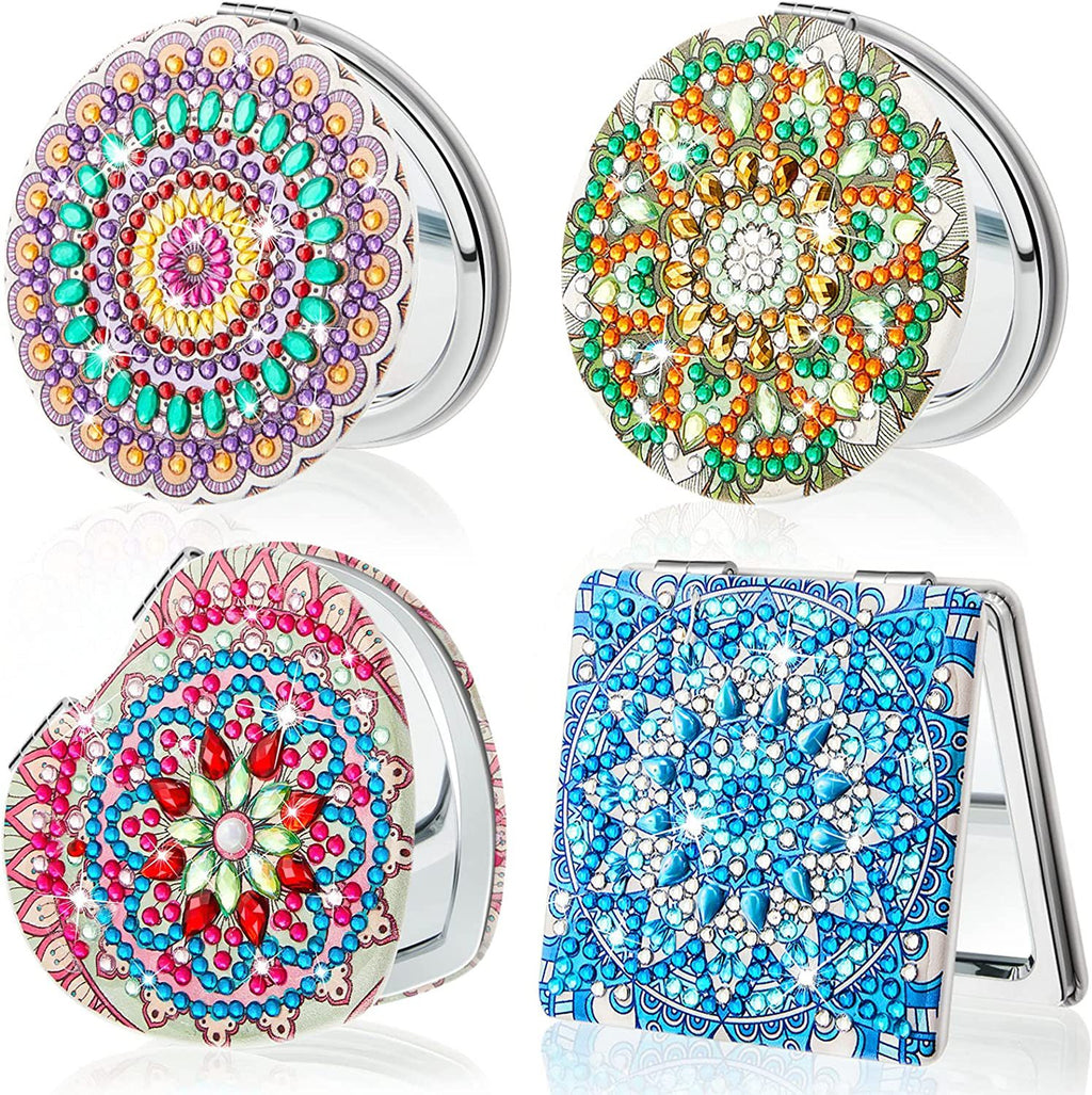 CouldNook Decorative Folding Mirror - Gem-Like Pattern And Double Reflective Interior