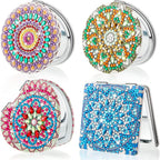 CouldNook Decorative Folding Mirror - Gem-Like Pattern And Double Reflective Interior