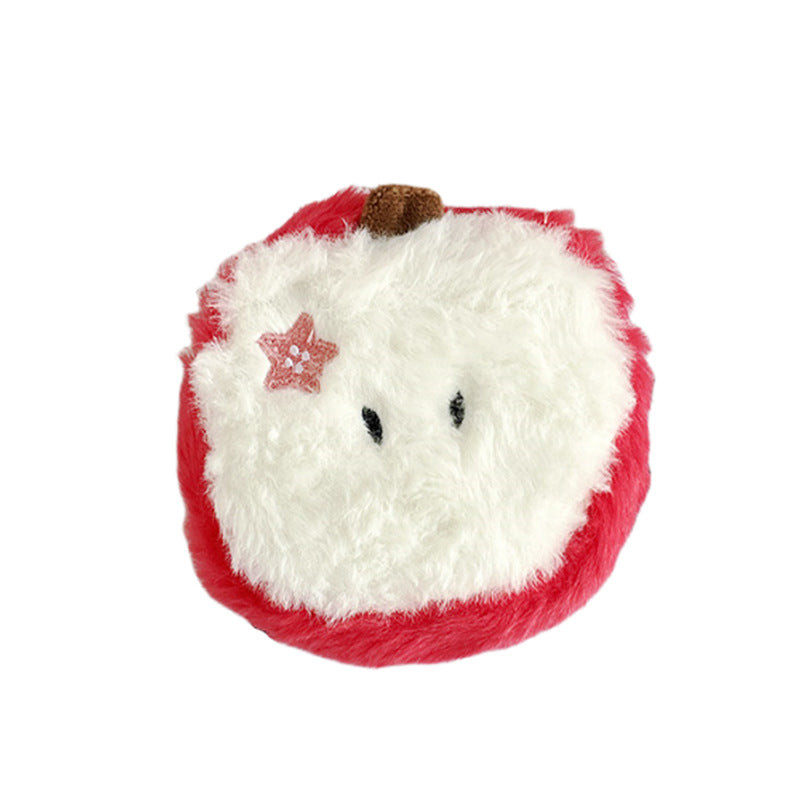 CouldNook Apple Coin Purse - Fuzzy Cut Fruit Design And Star Accent